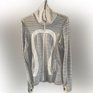 lululemon athletica Gray and White Striped Sweater